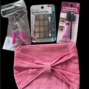 Pink Bow Makeup Bag Set